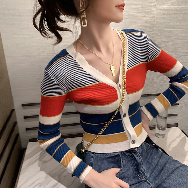 Women's Autumn Winter Casual Striped V-Neck Cardigans Sweaters Harajuku Single Breasted Japanese Loose Sweater, Red
Women's Autumn Winter Casual Striped V-Neck Cardigans Sweaters Harajuku Single Breasted Japanese Loose Sweater, Red