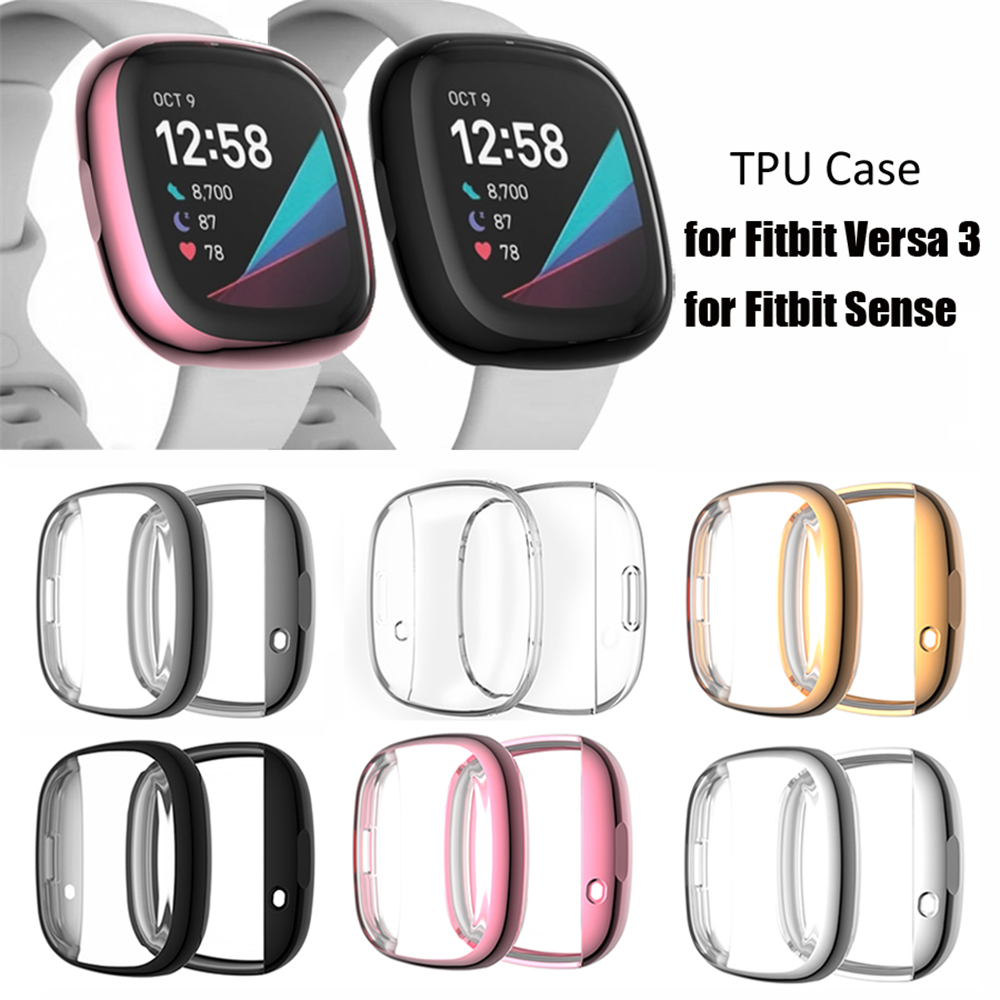 Tpu Protective Case Fitbit 3/Sense Watch Shell Cover Screen Protector For 1 Versa 2 /Sense Waterproof Anti Shock Bumper free shipping
