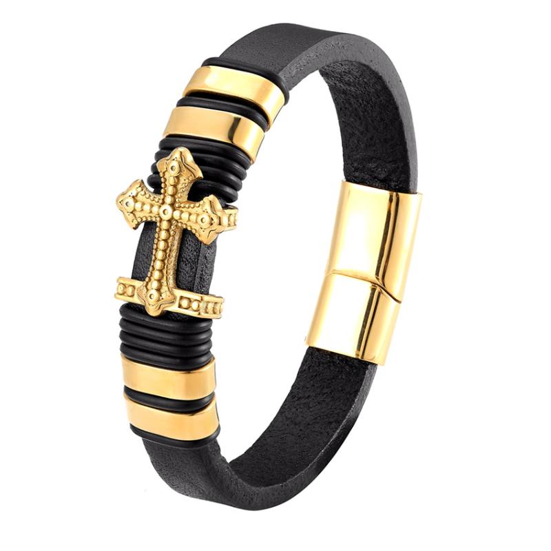 2020 New Stainless Steel Bracelet Quality Genuine Leather Bracelets Gold Jewelry Men Bracelets Magnetic Buckle Pulseira
2020 New Stainless Steel Bracelet Quality Genuine Leather Bracelets Gold Jewelry Men Bracelets Magnetic Buckle Pulseira