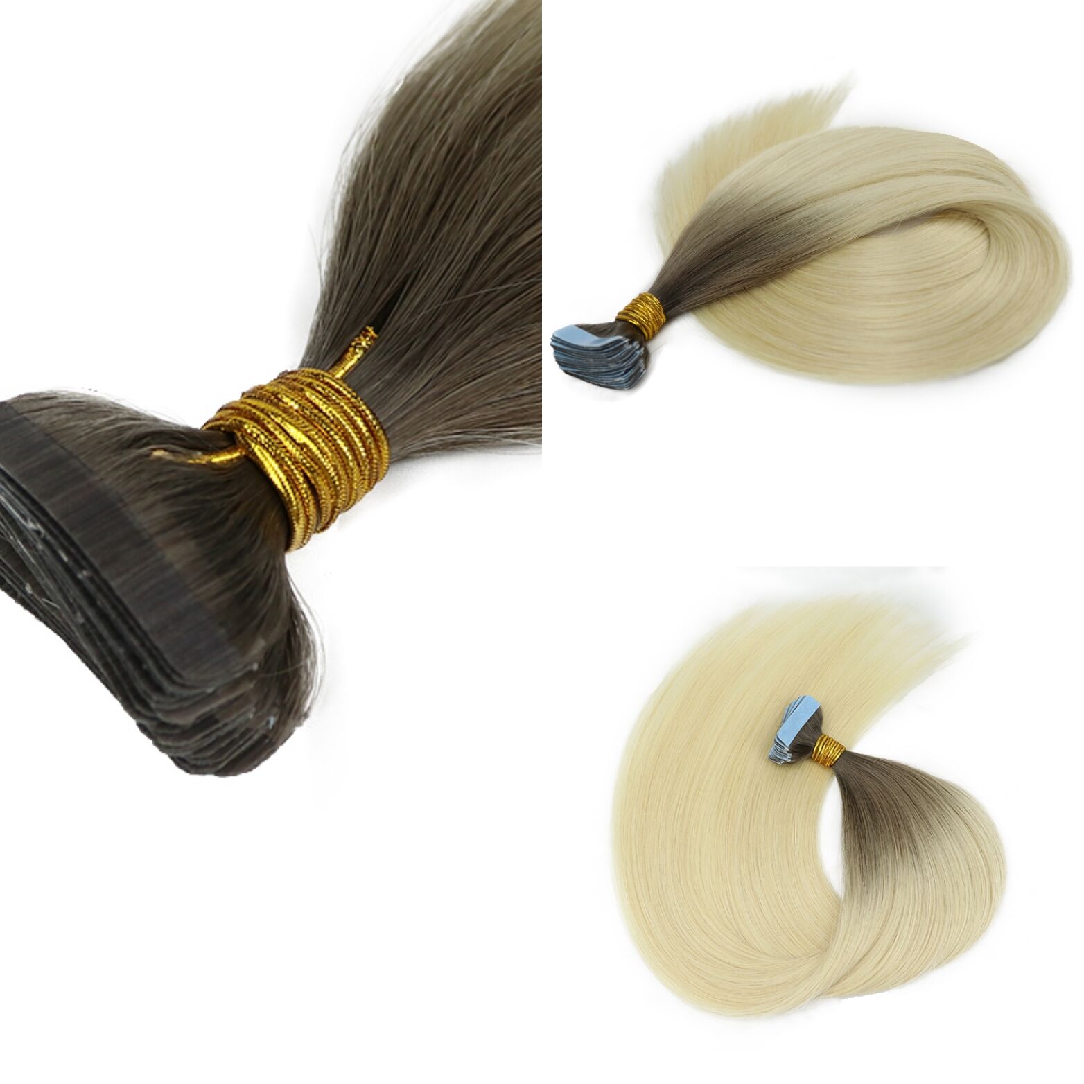 Highest Quality Virgin Russian Tape in Hair Extensions Ombre Blonde Human Hair Skin Weft Invisiable Tape on Hair Extension 100g/40pcs