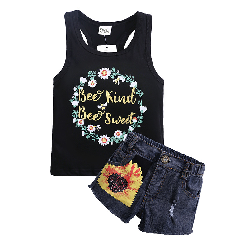 Summer Baby Girls Clothes Sets Children Clothing Set Casual Printed T shirt Denim Shorts Suit Girls Princess Vest T-shirt Shorts, Multi
Summer Baby Girls Clothes Sets Children Clothing Set Casual Printed T shirt Denim Shorts Suit Girls Princess Vest T-shirt Shorts, Multi