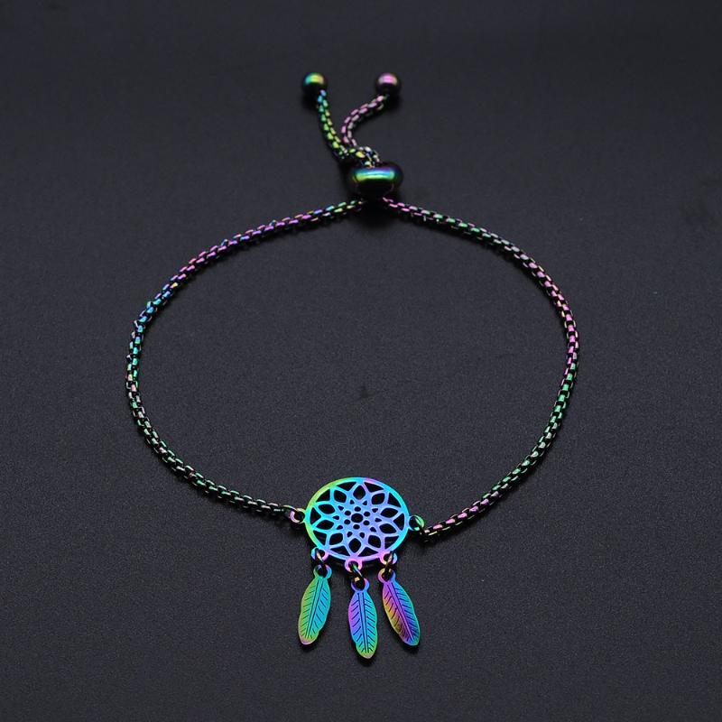 100% Stainless Steel Rainbow Colorful Dream Catcher Charm Bracelets for Women Accept OEM Order Dainty Steel Bracelets
100% Stainless Steel Rainbow Colorful Dream Catcher Charm Bracelets for Women Accept OEM Order Dainty Steel Bracelets