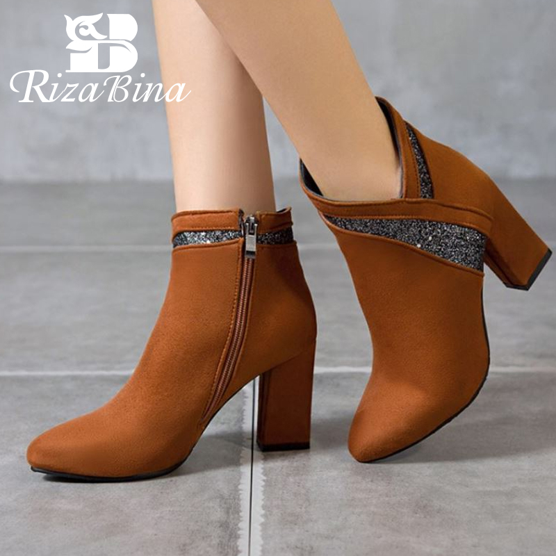 RIZABINA Size 32-43 New Women Ankle Boots Round Toe Thick High Heel Zipper Flock Bling Shoes Outdoor Female Footwear Winter, Black
RIZABINA Size 32-43 New Women Ankle Boots Round Toe Thick High Heel Zipper Flock Bling Shoes Outdoor Female Footwear Winter, Black