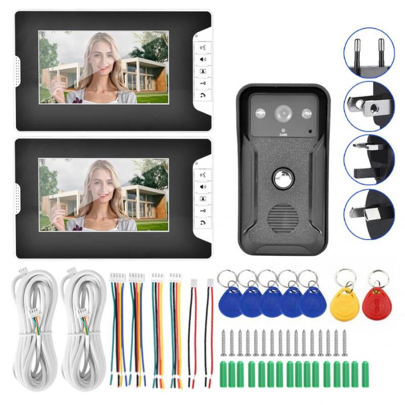 Video Intercom 7inch Night Vision Doorbell ID Card Security Intercom Camera Video Door Phone 2 Units 100-240V interphone maison 
Video Intercom 7inch Night Vision Doorbell ID Card Security Intercom Camera Video Door Phone 2 Units 100-240V interphone maison