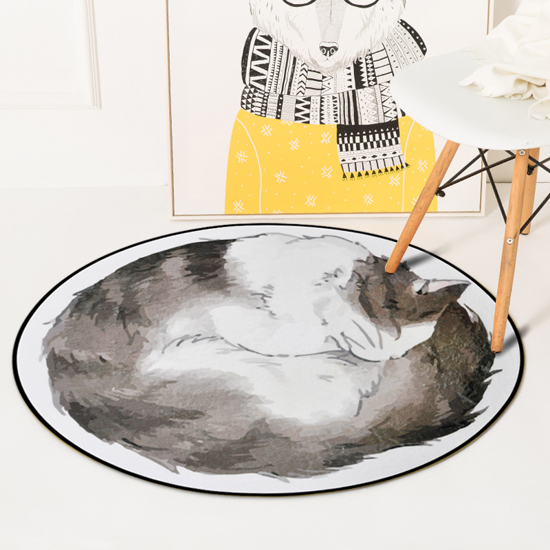 Nordic Round Chair Mat Indoor Door Mat Crystal Fleece Anti Slip Bedside Rug Memory Foam Cute Cat Living Room Area Rug Carpet, No.3
Nordic Round Chair Mat Indoor Door Mat Crystal Fleece Anti Slip Bedside Rug Memory Foam Cute Cat Living Room Area Rug Carpet, No.3