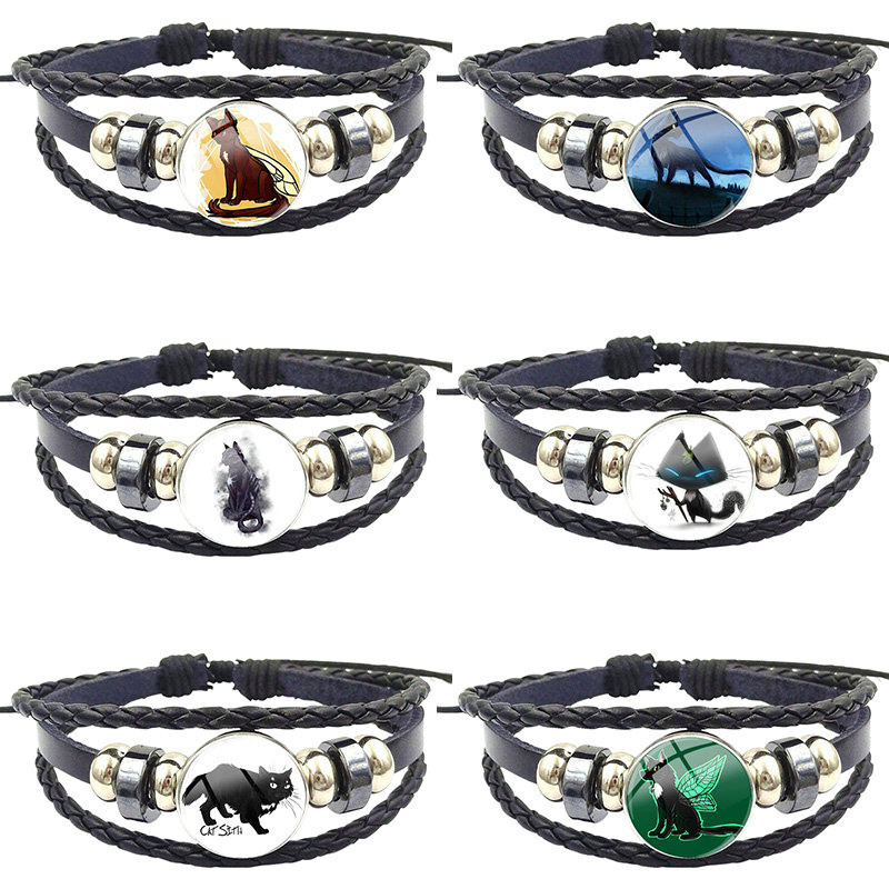 Cat Sidhe For Girls Best Gift Black Leather Bracelet Bangle Glass Cabochon Vintage Statement Fashion Jewelry
Cat Sidhe For Girls Best Gift Black Leather Bracelet Bangle Glass Cabochon Vintage Statement Fashion Jewelry