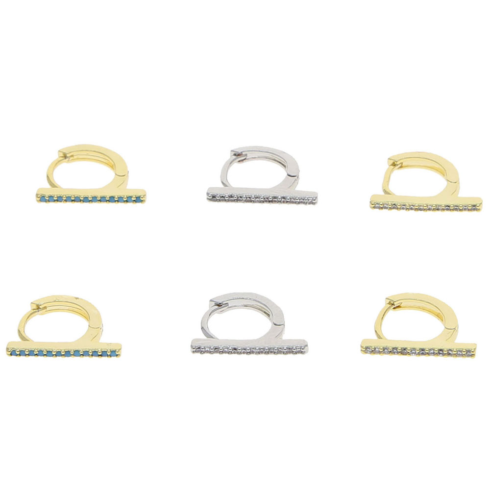 2024 Geometric CZ bar Mini Circle hoop earring for women girl multi piercing hole simple fashion earrings Christmas geometric jewelry gifts