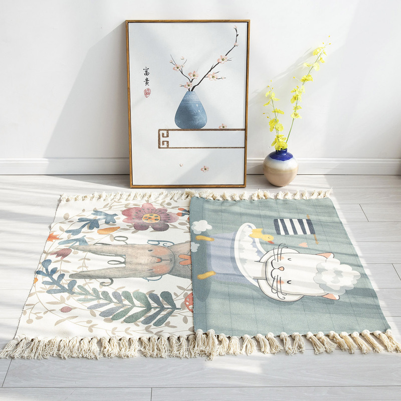 Household Carpet Cartoon Cute Bed Blanket Bed Front Floor Mat Decoration Carpet Long Cotton Linen Woven Bedroom Balcony Mat
Household Carpet Cartoon Cute Bed Blanket Bed Front Floor Mat Decoration Carpet Long Cotton Linen Woven Bedroom Balcony Mat