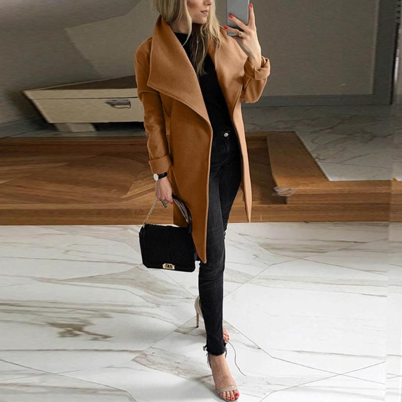 Winter Woolen Coats Women Knee Length Korean Turn Down Collar Simple Generous Long Sleeves Belt Cardigan Overcoat, Black
Winter Woolen Coats Women Knee Length Korean Turn Down Collar Simple Generous Long Sleeves Belt Cardigan Overcoat, Black