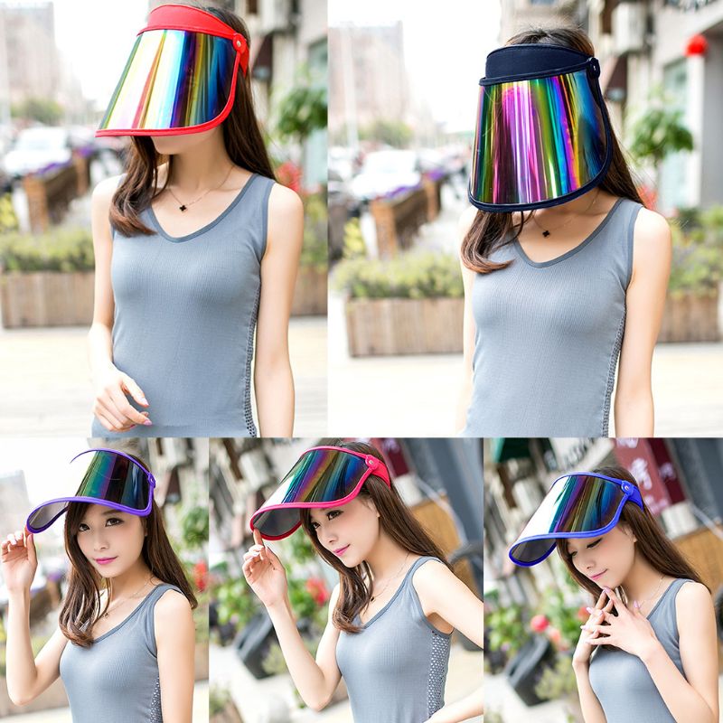 Women Summer Empty Top Sun Visor Hat Rainbow Plastic Panel UV Protection Adjustable Angle Large Wide Brim Motorcycle Beach Cap, Red
Women Summer Empty Top Sun Visor Hat Rainbow Plastic Panel UV Protection Adjustable Angle Large Wide Brim Motorcycle Beach Cap, Red