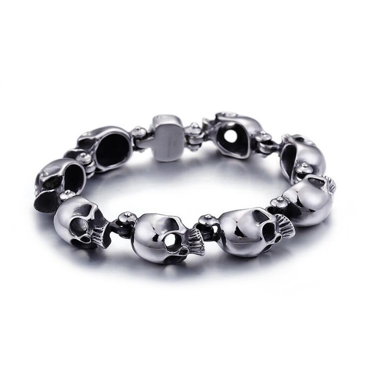 Punk Vintage 316L Stainless Steel Skull Heads Charm Bracelet & Bangle For Men Women Metal Biker Bracelets Jewelry Gothic Gifts
Punk Vintage 316L Stainless Steel Skull Heads Charm Bracelet & Bangle For Men Women Metal Biker Bracelets Jewelry Gothic Gifts