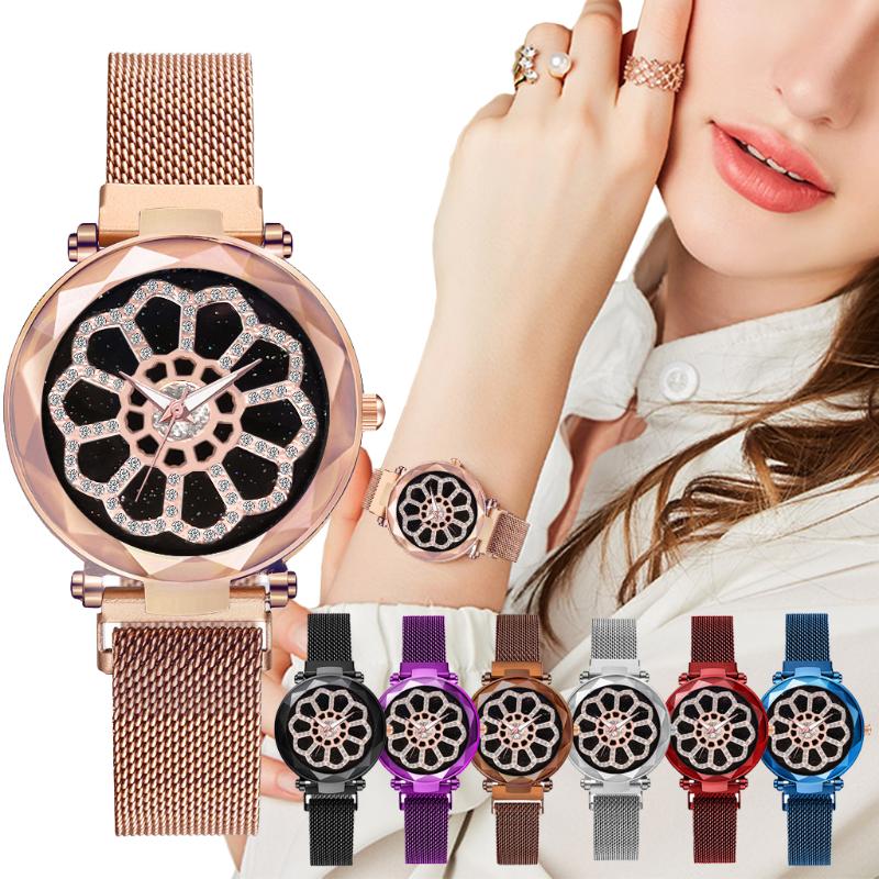 Women Magnet Buckle Starry Sky Flower Watches Luxury Ladies Fashion Wristwatches For Gift Clock Relogio Feminino, Silver
Women Magnet Buckle Starry Sky Flower Watches Luxury Ladies Fashion Wristwatches For Gift Clock Relogio Feminino, Silver