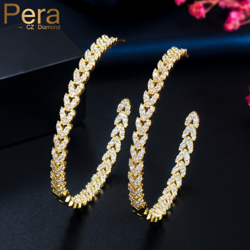 Pera 585 Gold Color Sparkling Cubic Zirconia Luxury Big Circle Round Women Hoop Earings Fashion Party Jewelry Accessories E511
Pera 585 Gold Color Sparkling Cubic Zirconia Luxury Big Circle Round Women Hoop Earings Fashion Party Jewelry Accessories E511