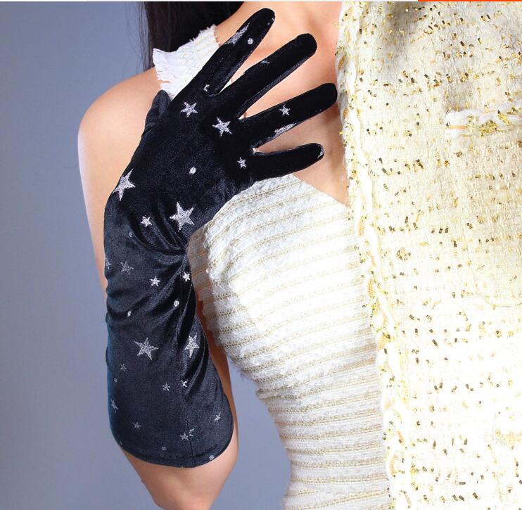 Women's elegant elastic star print velvet long gloves female black color pleuche party driving glove 40cm R2324
Women's elegant elastic star print velvet long gloves female black color pleuche party driving glove 40cm R2324