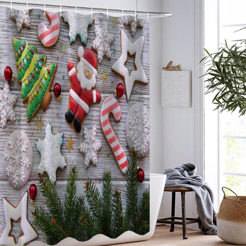 Shower Curtains Festival Holiday Party Merry Christmas Bathroom Curtain Washable Polyester Fabric Bath Home Textile