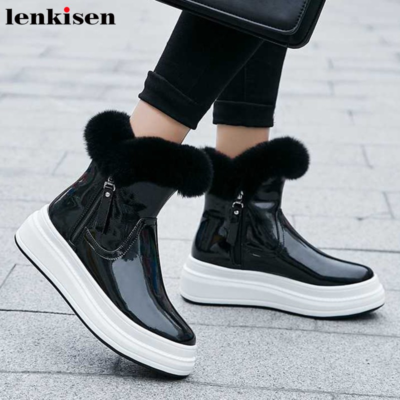 Lenkisen new keep warm fashion fur snow boots round toe high heels thick bottom side Zipper winter women ankle boots L16, Beige
Lenkisen new keep warm fashion fur snow boots round toe high heels thick bottom side Zipper winter women ankle boots L16, Beige