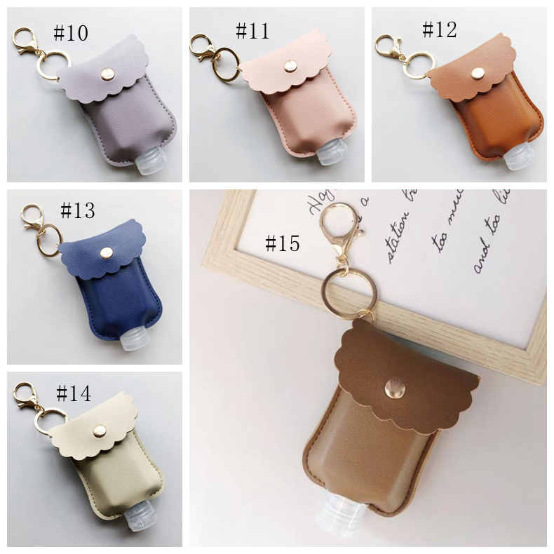 Sanitizer Bottle Holder PU Leather Hand Sanitizer Holder 60ML Perfume Hand Soap Case Bags Sanitizer Keychains Christmas Gift 20pcs D5938