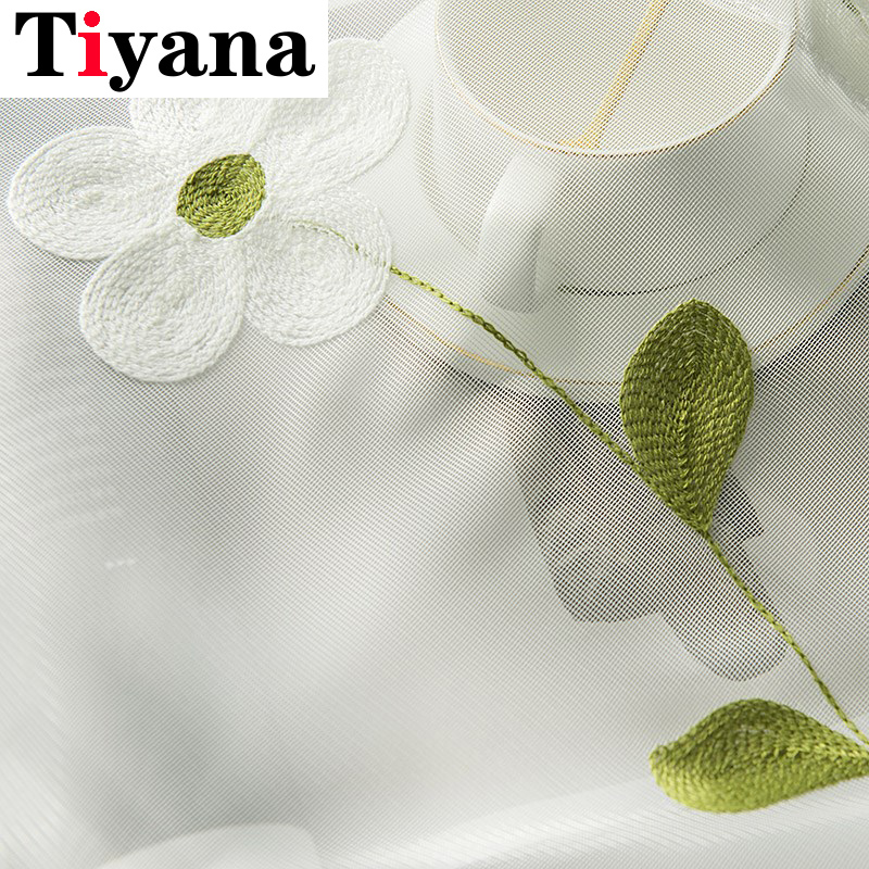 Floral Embroidered Green Leaves Sheer Curtains for Kids Room Elegant Ready Made Tulle Drapes Curtains for Living Room WP152Z, White
Floral Embroidered Green Leaves Sheer Curtains for Kids Room Elegant Ready Made Tulle Drapes Curtains for Living Room WP152Z, White
