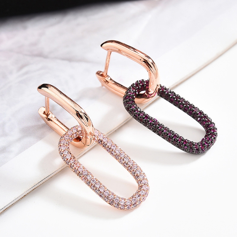Fashion Retro Earring Chain Shape Rhinestone Single Hoop Earring Jewellery