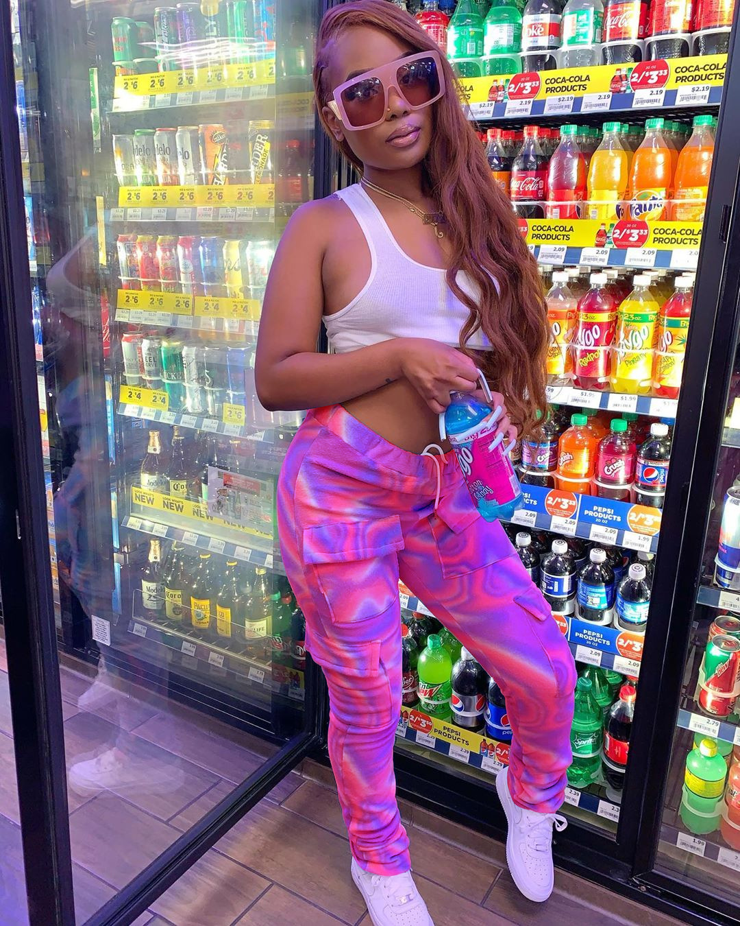 Spot 2021 European and American spring and summer women's casual fashion pocket lace multi-color printed pants