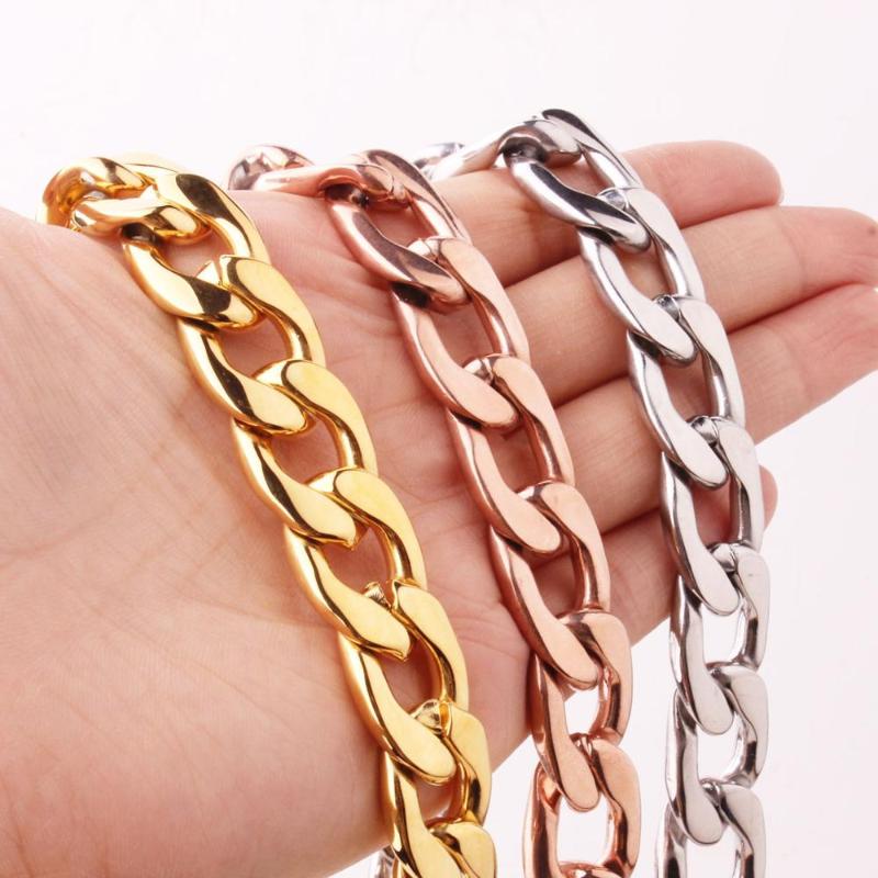 Fashion Gold Color Filled Solid Necklace Curb Chain Link Men Choker Stainless Steel Male Female Accessories 7-40Inch
Fashion Gold Color Filled Solid Necklace Curb Chain Link Men Choker Stainless Steel Male Female Accessories 7-40Inch