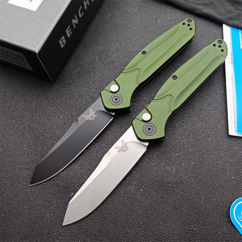 Benchmade 9400/9400BK Osborne AUTO Folding Knife 3.4" S30V Black/Satin Plain Blade, Green Aluminum Handles BM 940 BM940 Automatic Knife