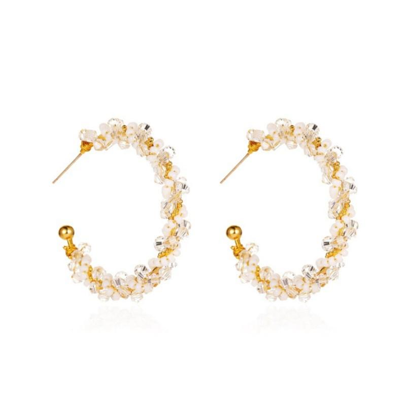Crystal Bead String Twist Big Circle Hoop Earrings French Metal Winding C-shaped Hoops Girl Jewelry for Women
Crystal Bead String Twist Big Circle Hoop Earrings French Metal Winding C-shaped Hoops Girl Jewelry for Women