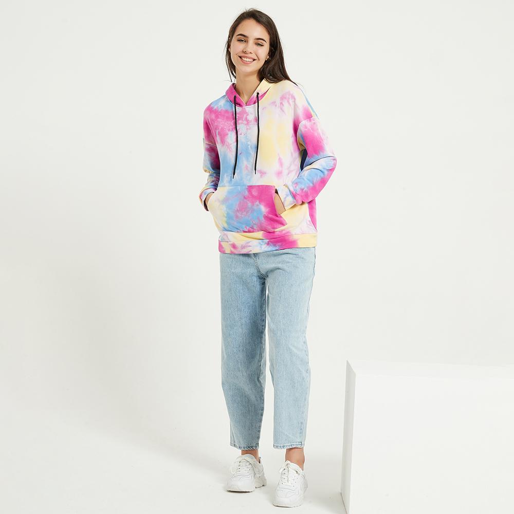 Wixra Womens Tiedye Sweatshirts Femme New Fashion Hot Hoodies Pocket Long Sleeve Autumn Winter Casual Streetwear Tops