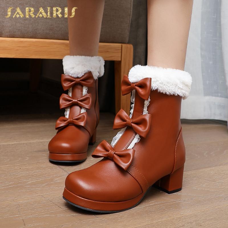 Sarairis 2020 New Arrivals Plus Size 48 Sweet Bowtie Add Fur Autumn Winter Boots Women Shoes Platform Thick Heels Shoes Ladies, Black
Sarairis 2020 New Arrivals Plus Size 48 Sweet Bowtie Add Fur Autumn Winter Boots Women Shoes Platform Thick Heels Shoes Ladies, Black