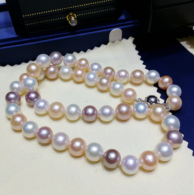 9-10MM 100% Natural freshwater pearl necklace mixed color light round female fashion color fine jewelry 18inch
9-10MM 100% Natural freshwater pearl necklace mixed color light round female fashion color fine jewelry 18inch
