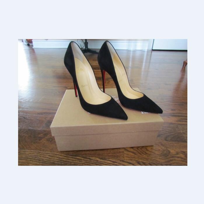 Stiletto Heel Suede Black Blue Red Leather shoe Poined Toe Women Pumps Fashion lRed Bottom High Heels Wedding shoes 8cm 10cm 12cm