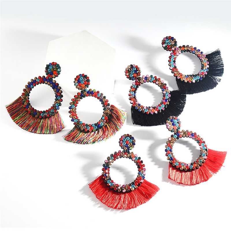Luokey New Bohemian Tassel Crystal Earrings Exaggerated Colorful Geometric Big Hoop Earrings Fashion Boho Jewelry Gift For Women 
Luokey New Bohemian Tassel Crystal Earrings Exaggerated Colorful Geometric Big Hoop Earrings Fashion Boho Jewelry Gift For Women