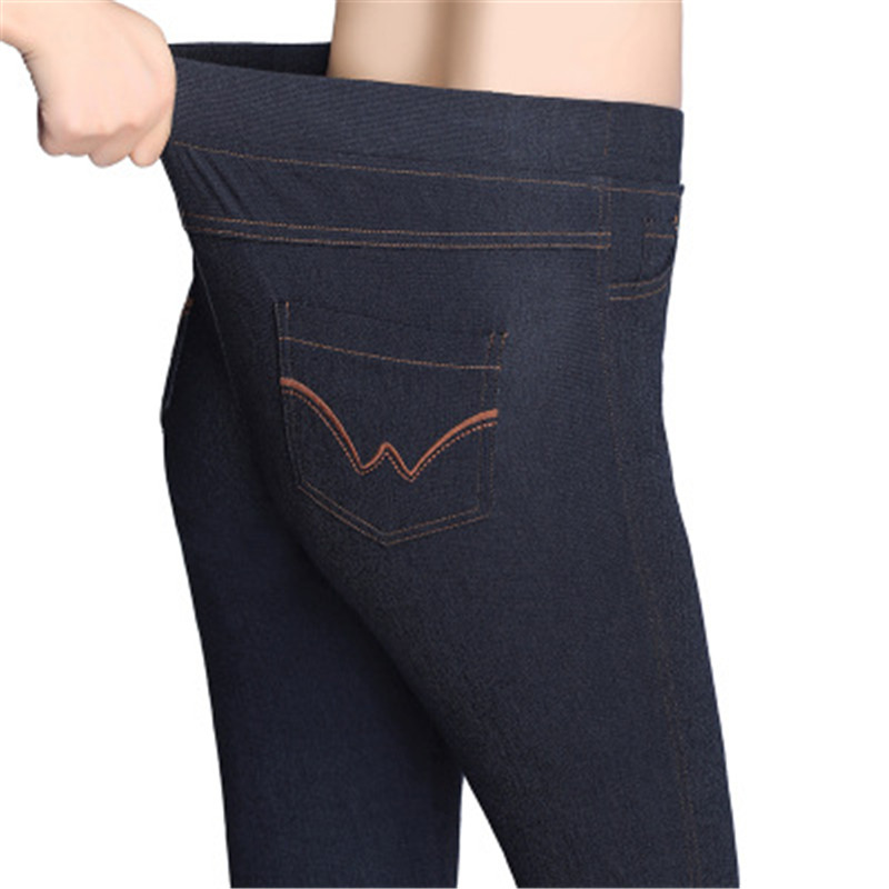 Japan Russia lady new girls slim Jeans Spring Autumn Elastic band high waist Skinny Pencil Pants blue cotton Denim women slim Big Size