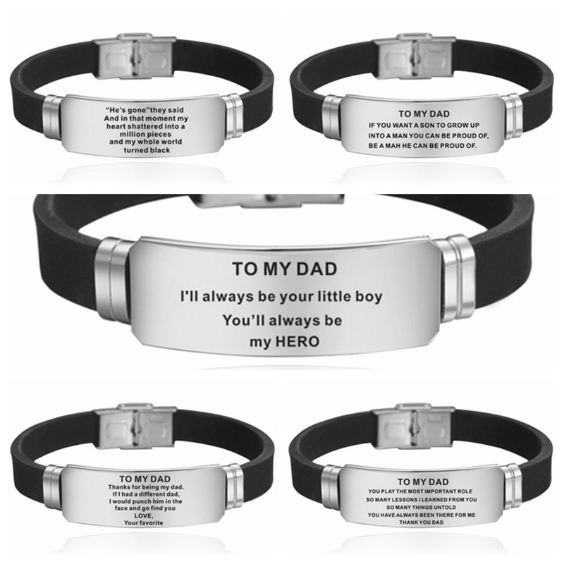 Men's Bracelet TO MY Dad Letter Print Silicone Stainless Steel Bracelets for Men Jewelry
Men's Bracelet TO MY Dad Letter Print Silicone Stainless Steel Bracelets for Men Jewelry
