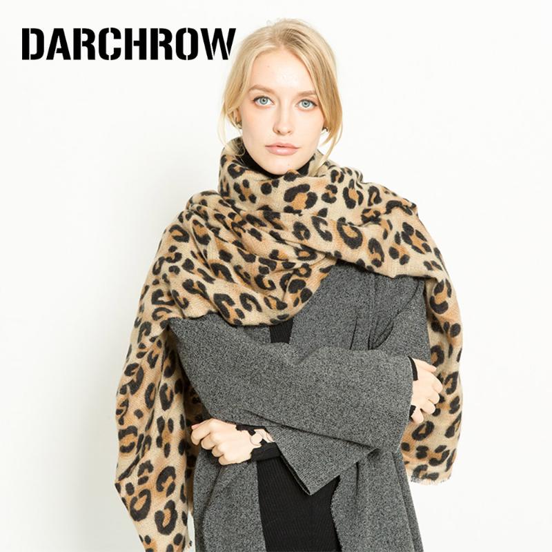 DARCHROW Leopard Printed Scarf Women Winter Blanket Scarf Warm Soft Cashmere Thicken Shawls Scarves for Women Lady
