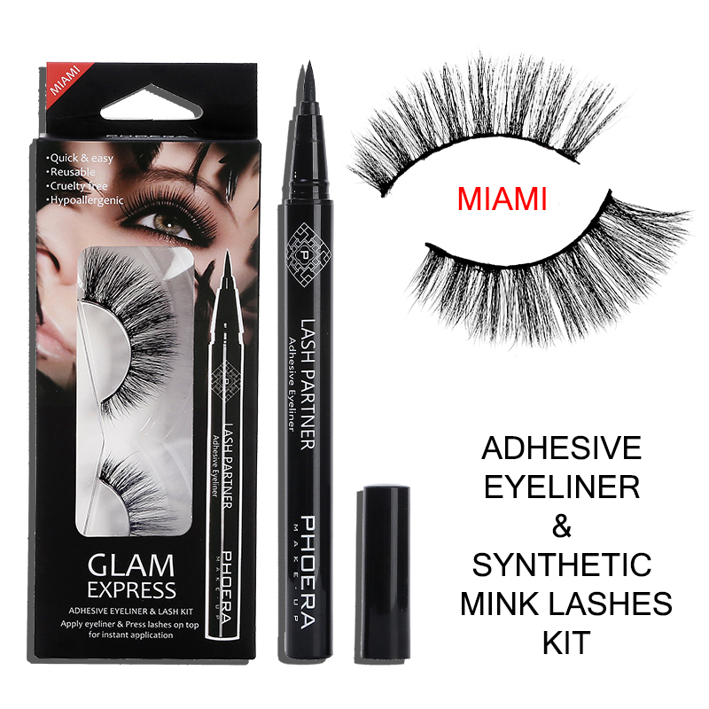 False Eyelashes Liquid Eyeliner Set Natural Long Lasting Waterproof Not-blooming 9D Imitation Mink Hair Self-adhesive Eyelashes