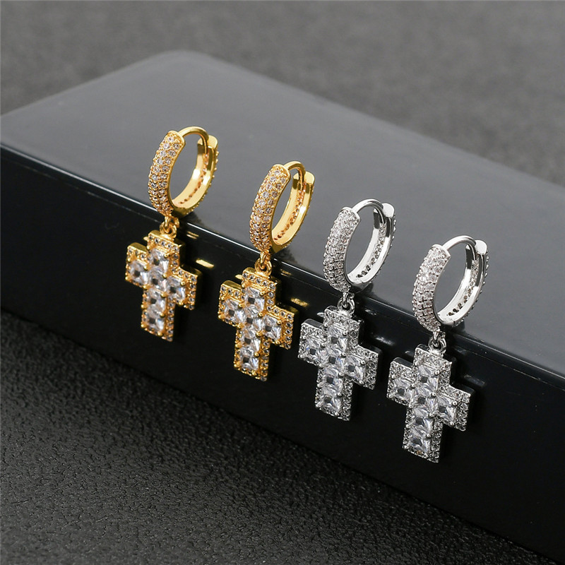 Hotsale Earrings Hip Hop Gold Silver Ice Out Bling CZ Earrings for Men Women Nice Gift