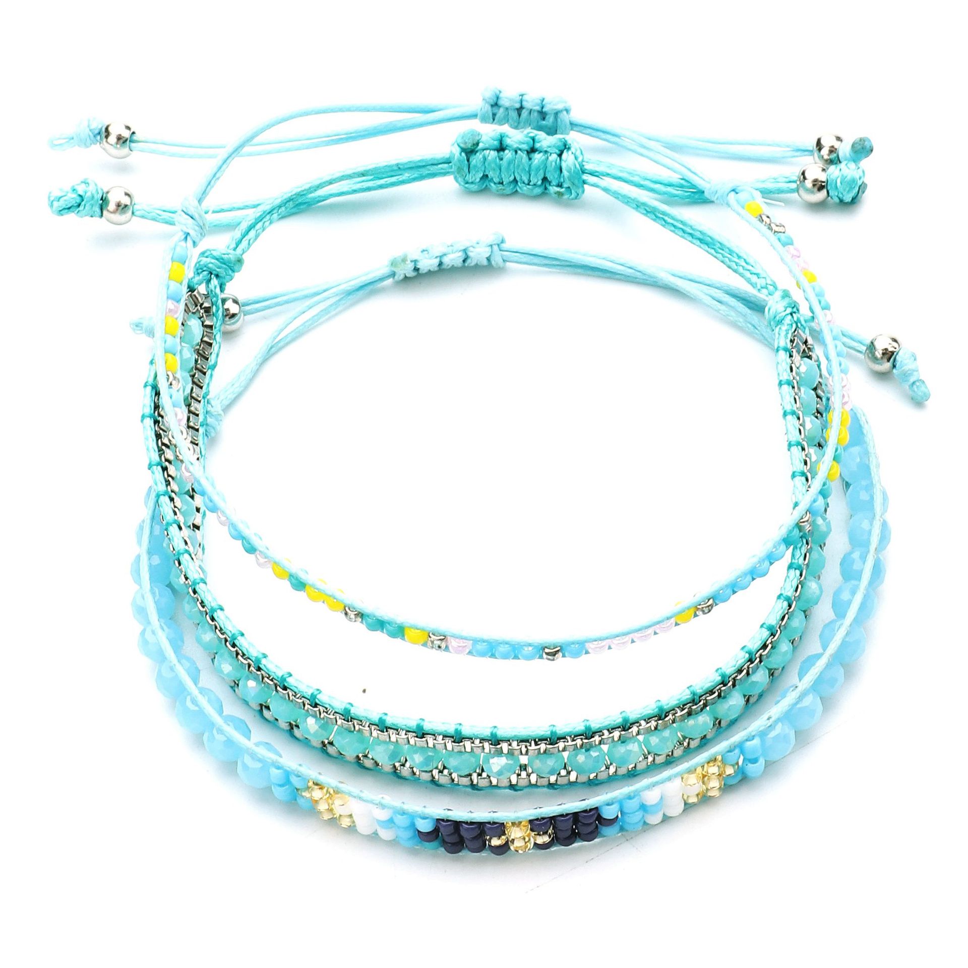 Bohemian Crystal Beads Friendship Braided Rope Bracelets for Women Charms Cotton Weave Rope Chain Bracelet Men Jewelry New