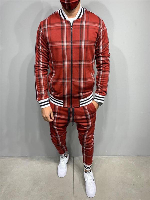 New Tracksuit Men Sportsuits Gentlemen Set Zipper Fullset jacket suit Set Long Sleeve stripe Coat Pants Gyms Casual Men Sets