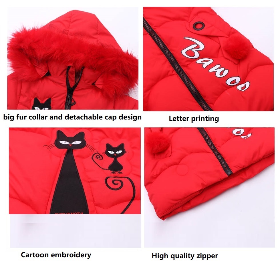 Fashion Children Winter Down Jacket Girl Warm Coats Clothing Kids Thick Parka Big Fur Collar Hooded Long Coats Outerwear 4-14Y T200915