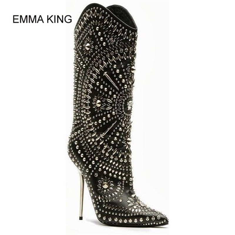 2020 New Metal Studded Rivets Mid-calf Boots Chic Gladiator Rivet High Heels Sexy Stiletto Cool Boots Ladies Party Runway Shoes, White
2020 New Metal Studded Rivets Mid-calf Boots Chic Gladiator Rivet High Heels Sexy Stiletto Cool Boots Ladies Party Runway Shoes, White