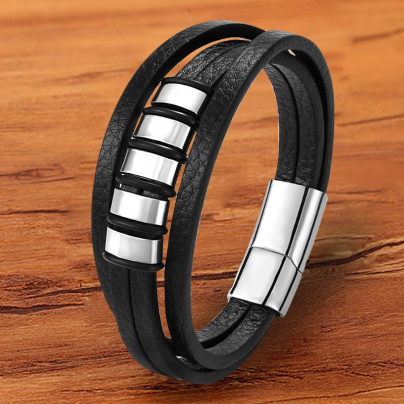 High Quality Fashion Wholesale Accessories Men Bracelet Leather Magnetic Charm Stainless Steel Bangles Rope Multilayer Christmas
High Quality Fashion Wholesale Accessories Men Bracelet Leather Magnetic Charm Stainless Steel Bangles Rope Multilayer Christmas