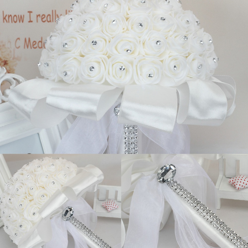 Handmade Rose Wedding Bridal Bouquet Beautiful Artificial Flower Foam Roses Bride Flower Wedding Party Accessory Wedding Bouquet