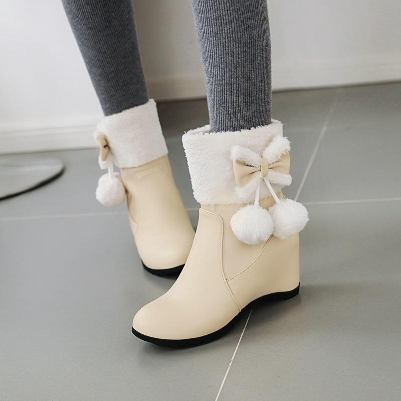 Autumn and Winter Sweet Bowknot Women's Short Boots Inner Heightening Slope Heel Casual Boots Female Snow, Beige
Autumn and Winter Sweet Bowknot Women's Short Boots Inner Heightening Slope Heel Casual Boots Female Snow, Beige