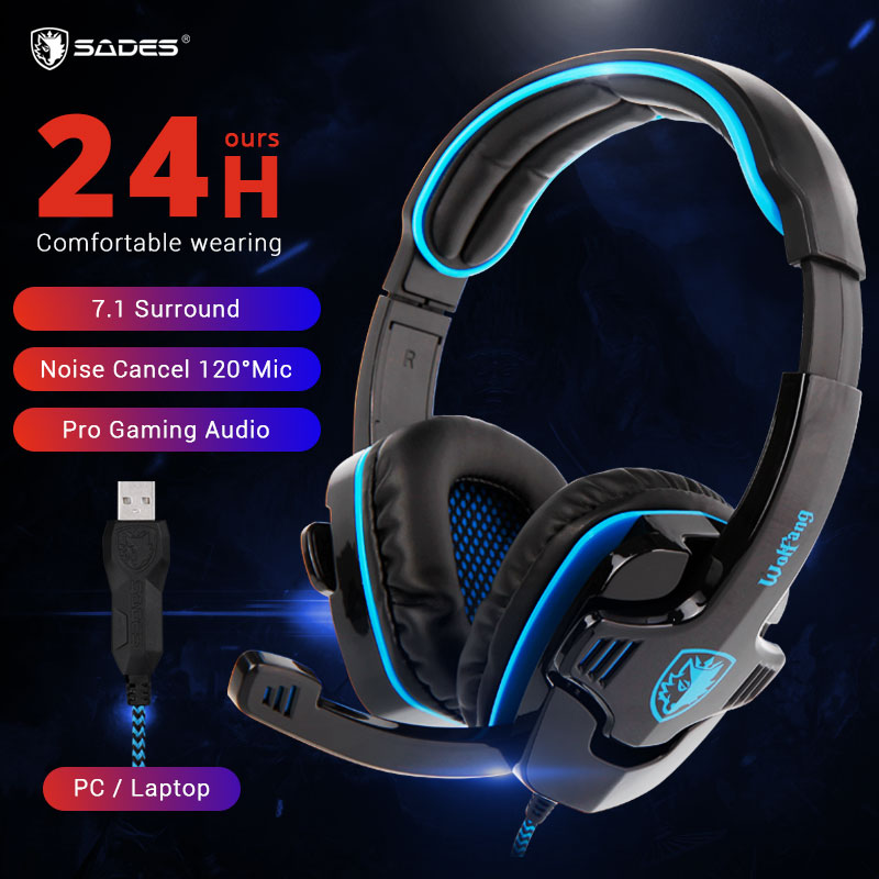 SADES WOLFANG Headset Gamer 7.1 Surround Noise Cancelling Gaming Headset Headphones With Microphone SA901 for Laptop PC
SADES WOLFANG Headset Gamer 7.1 Surround Noise Cancelling Gaming Headset Headphones With Microphone SA901 for Laptop PC