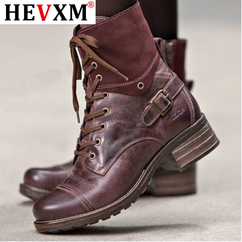 Women's Leather Ankle Boots Winter Women Retro Lace Up Motorcycle Mid Heels Woman Buckle Ladies Non Slip Female Shoes Plus Size, Coffee
Women's Leather Ankle Boots Winter Women Retro Lace Up Motorcycle Mid Heels Woman Buckle Ladies Non Slip Female Shoes Plus Size, Coffee