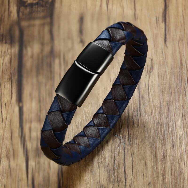 Fashion Male Leather Bangles Black Stainless Steel Magnetic Clasp Braided 2 Tones Cuff Leather Bracelets Jewelry For Cool Men
Fashion Male Leather Bangles Black Stainless Steel Magnetic Clasp Braided 2 Tones Cuff Leather Bracelets Jewelry For Cool Men