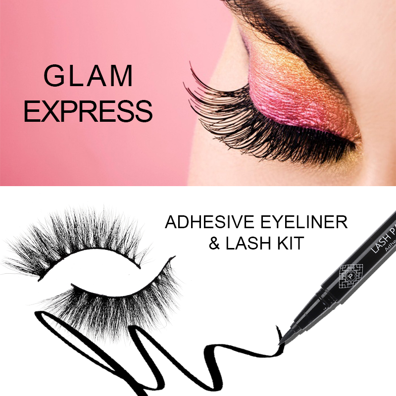 False Eyelashes Liquid Eyeliner Set Natural Long Lasting Waterproof Not-blooming 9D Imitation Mink Hair Self-adhesive Eyelashes