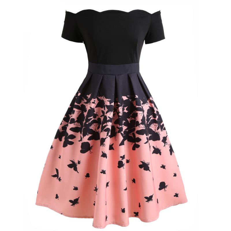 Floral Print Off Shoulder Women Robe Vintage Dress 2020 Summer Black Pink Elegant A-Line Retro Casual Party Rockabilly Dresses, Black pink dress
Floral Print Off Shoulder Women Robe Vintage Dress 2020 Summer Black Pink Elegant A-Line Retro Casual Party Rockabilly Dresses, Black pink dress