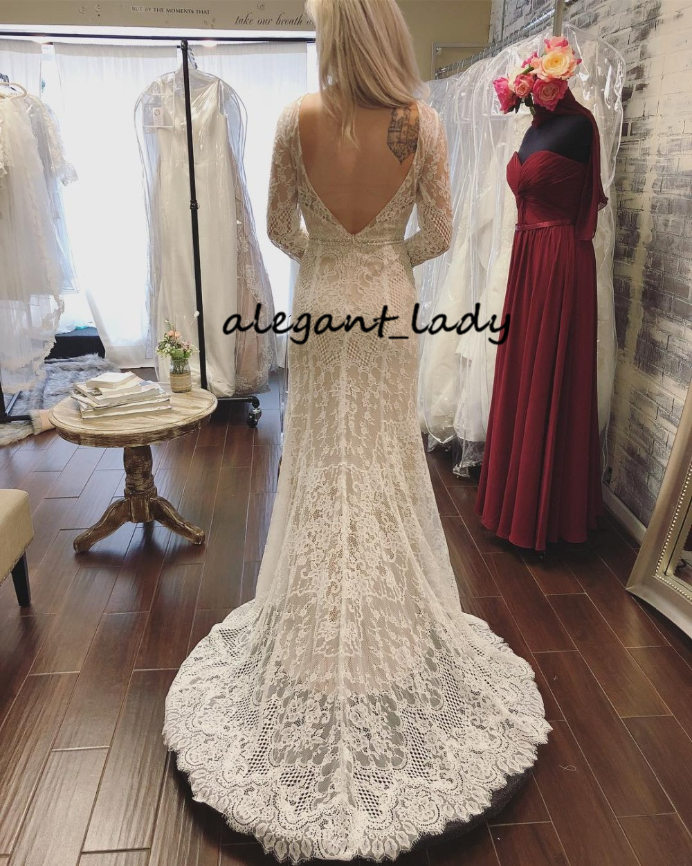 Long Sleeve Backless Wedding Dresses with Crystal Belt 2021 Jewel Neck Full Lace Mermaid Princess Wedding Gowns vestido de noiv
